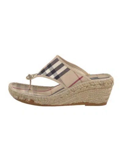 Pre-owned Burberry House Check Pattern Canvas Espadrilles In Neutrals