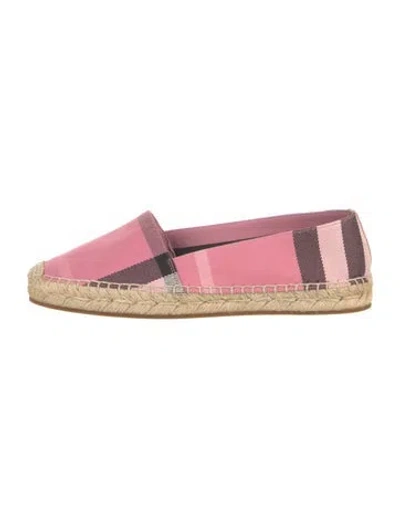 Pre-owned Burberry House Check Pattern Canvas Espadrilles In Pink