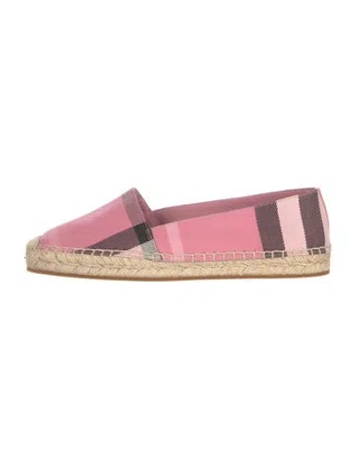Pre-owned Burberry House Check Pattern Canvas Espadrilles In Pink