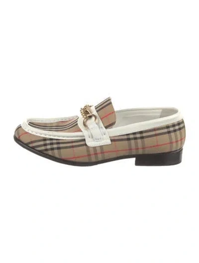 Pre-owned Burberry House Check Pattern Canvas Loafers In Neutrals/white