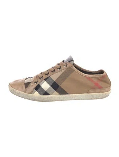 Pre-owned Burberry House Check Pattern Canvas Sneakers In Brown
