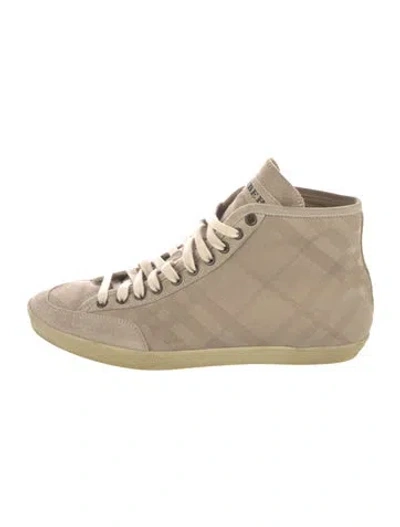 Pre-owned Burberry House Check Pattern Canvas Sneakers In Neutral