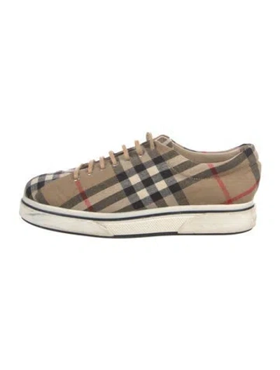 Pre-owned Burberry House Check Pattern Canvas Sneakers In Neutral