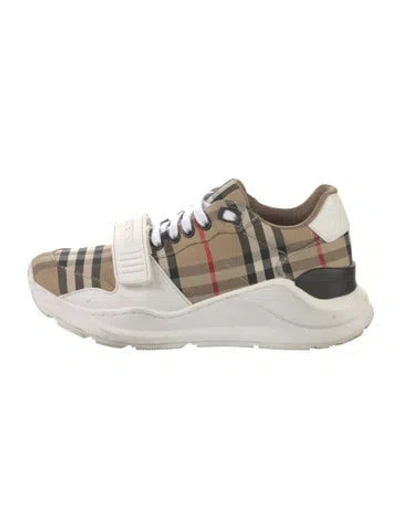 Pre-owned Burberry House Check Pattern Canvas Sneakers In Neutral