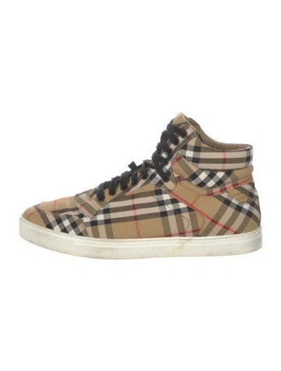 Pre-owned Burberry House Check Pattern Canvas Sneakers In Neutral