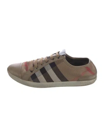 Pre-owned Burberry House Check Pattern Canvas Sneakers In Neutral