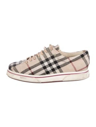 Pre-owned Burberry House Check Pattern Canvas Sneakers In Neutral