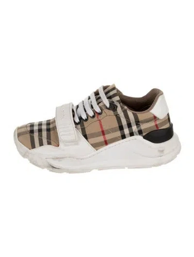 Pre-owned Burberry House Check Pattern Canvas Sneakers In Neutral