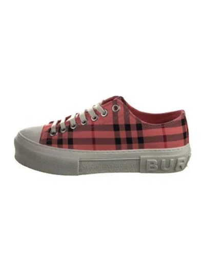 Pre-owned Burberry House Check Pattern Canvas Sneakers In Red