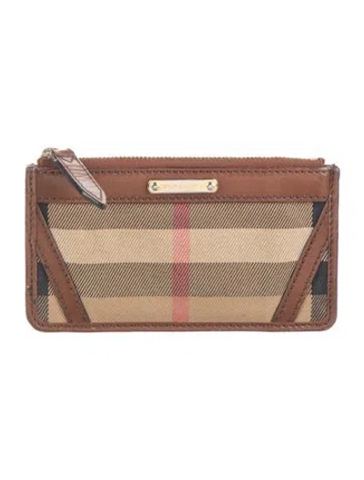 Pre-owned Burberry House Check Pattern Canvas Wallet In Brown