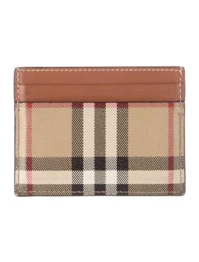 Pre-owned Burberry House Check Pattern Card Holder In Neutrals