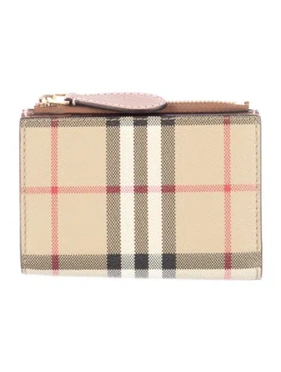 Pre-owned Burberry House Check Pattern Card Holder In Neutrals