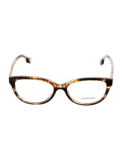Pre-owned Burberry House Check Pattern Cat-eye Eyeglasses In Brown