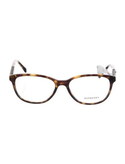 Pre-owned Burberry House Check Pattern Cat-eye Eyeglasses In Brown