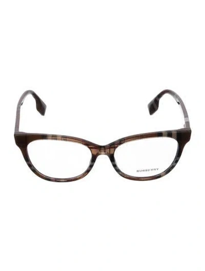 Pre-owned Burberry House Check Pattern Cat-eye Eyeglasses In Neutral