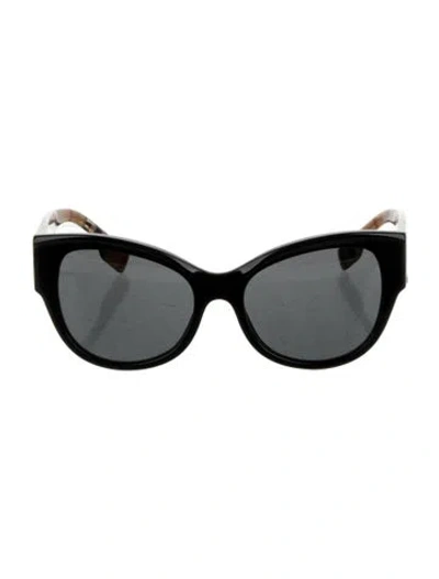 Pre-owned Burberry House Check Pattern Cat-eye Sunglasses In Black