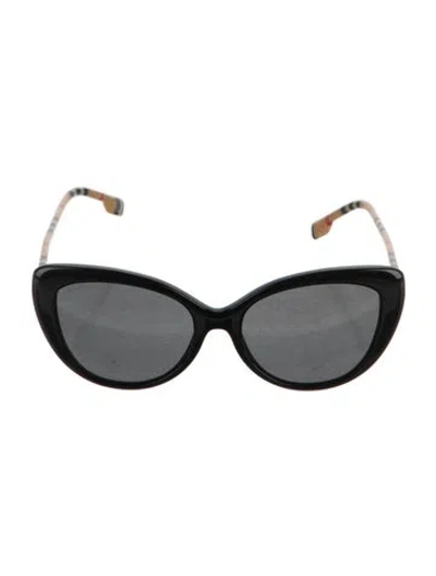 Pre-owned Burberry House Check Pattern Cat-eye Sunglasses In Black