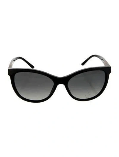 Pre-owned Burberry House Check Pattern Cat-eye Sunglasses In Black