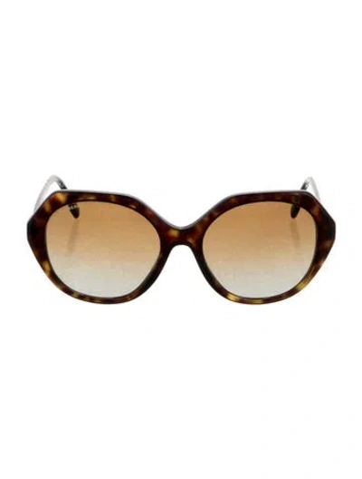 Pre-owned Burberry House Check Pattern Cat-eye Sunglasses In Brown
