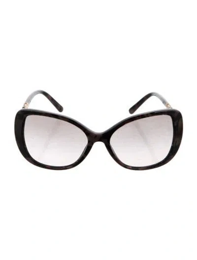 Pre-owned Burberry House Check Pattern Cat-eye Sunglasses In Purple
