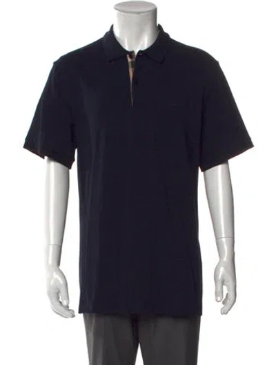 Pre-owned Burberry House Check Pattern Collar Polo Shirt In Blue