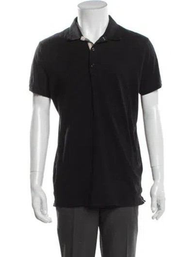 Pre-owned Burberry House Check Pattern Crew Neck Polo Shirt In Black