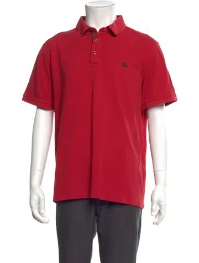 Pre-owned Burberry House Check Pattern Crew Neck Polo Shirt In Red