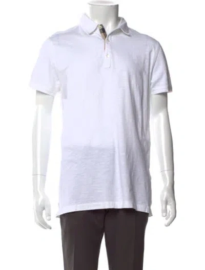 Pre-owned Burberry House Check Pattern Crew Neck Polo Shirt In White