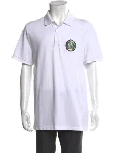 Pre-owned Burberry House Check Pattern Crew Neck Polo Shirt In White