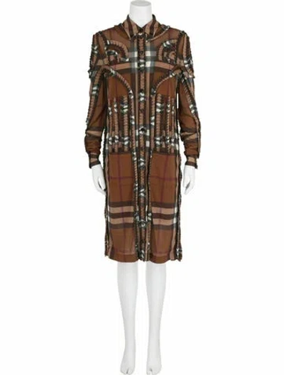 Pre-owned Burberry House Check  Pattern Dress W/ Tags In Brown
