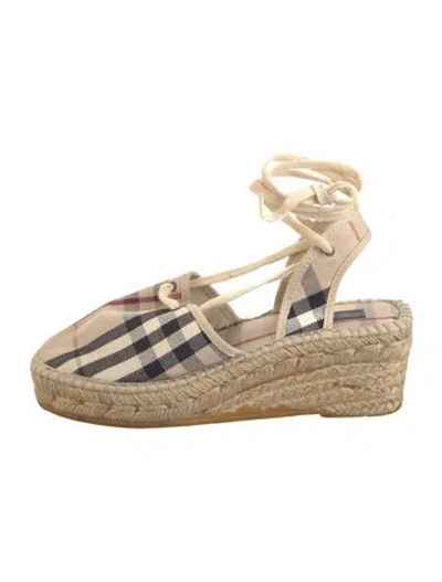 Pre-owned Burberry House Check Pattern Espadrilles In Neutral