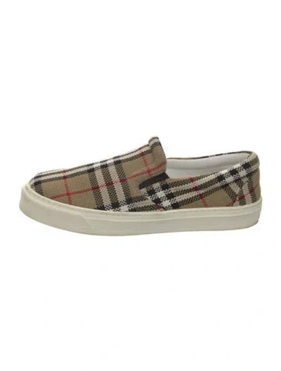 Pre-owned Burberry House Check Pattern Flats In Neutral