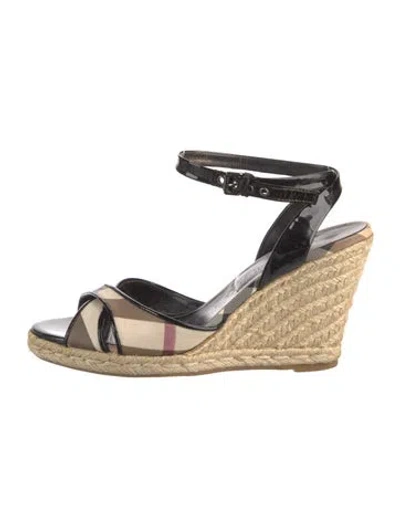 Pre-owned Burberry House Check Pattern Jute Espadrilles In Neutral