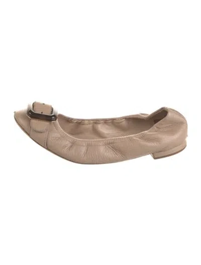 Pre-owned Burberry House Check Pattern Leather Ballet Flats In Neutral