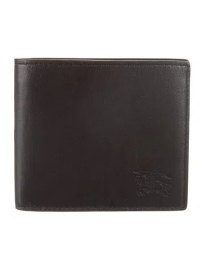 Pre-owned Burberry House Check Pattern Leather Bifold Wallet In Brown