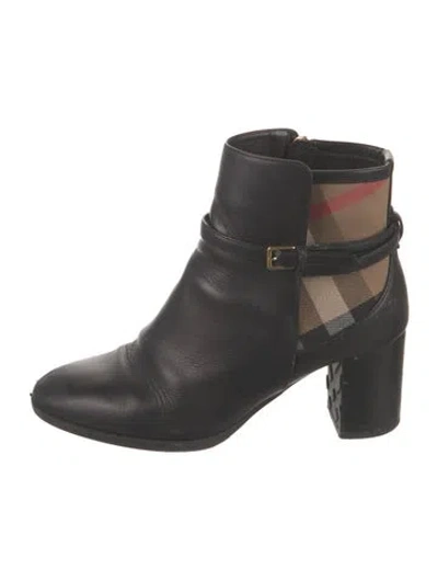 Pre-owned Burberry House Check Pattern Leather Boots In Multi