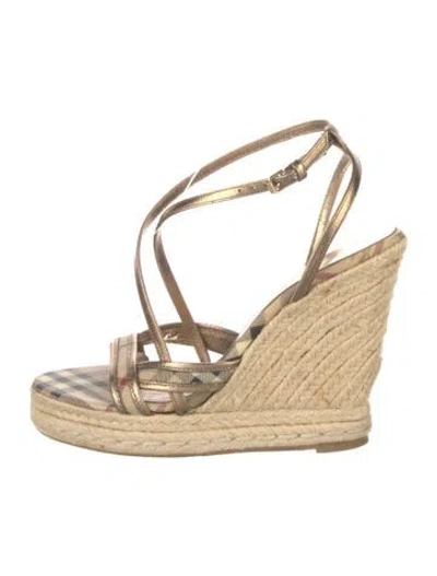 Pre-owned Burberry House Check Pattern Leather Espadrilles