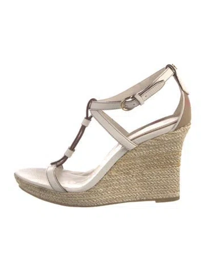 Pre-owned Burberry House Check Pattern Leather Espadrilles In Neutral