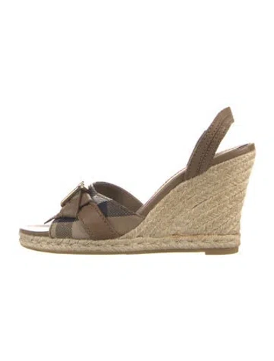 Pre-owned Burberry House Check Pattern Leather Espadrilles In Neutral
