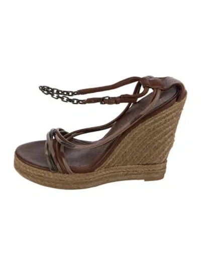 Pre-owned Burberry House Check Pattern Leather Espadrilles In Neutrals