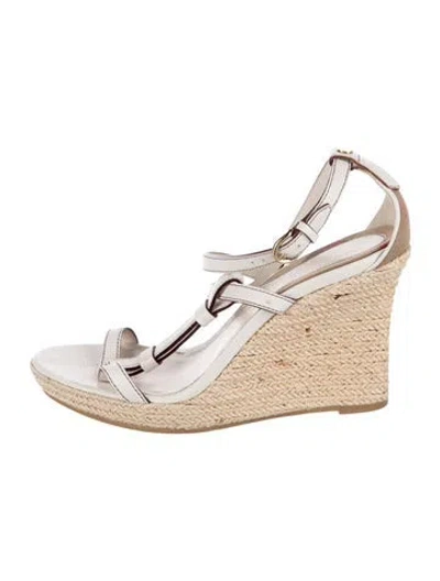 Pre-owned Burberry House Check Pattern Leather Espadrilles In Neutrals