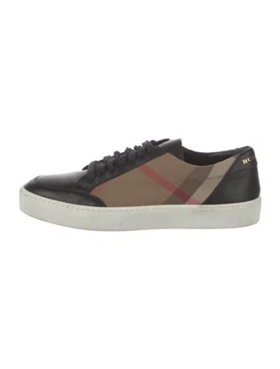 Pre-owned Burberry House Check Pattern Leather Sneakers In Black