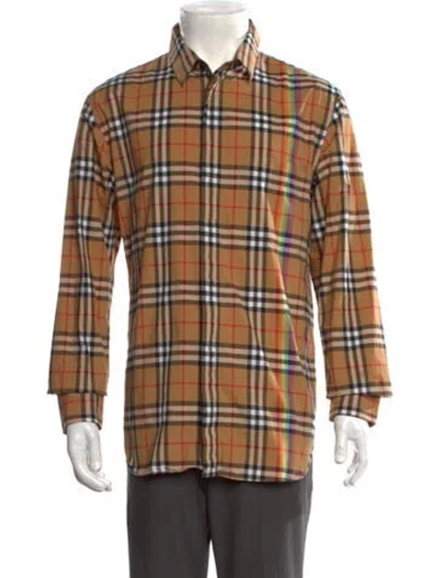 Pre-owned Burberry House Check Pattern Long Sleeve Shirt In Brown