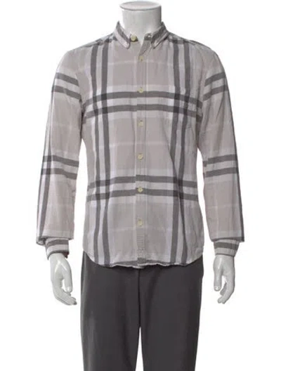 Pre-owned Burberry House Check Pattern Long Sleeve Shirt In Gray