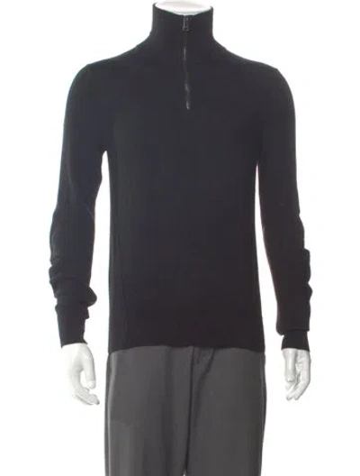 Pre-owned Burberry House Check Pattern Merino Wool Polo Sweater In Black