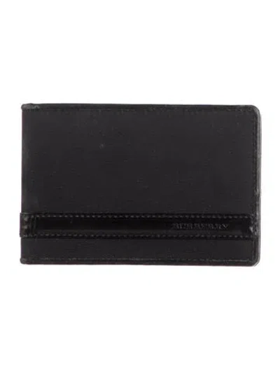 Pre-owned Burberry House Check Pattern Nylon Bifold Wallet In Black