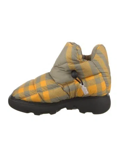 Pre-owned Burberry House Check Pattern Nylon Boots In Yellow