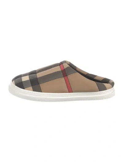 Pre-owned Burberry House Check Pattern Nylon Flats In Neutral