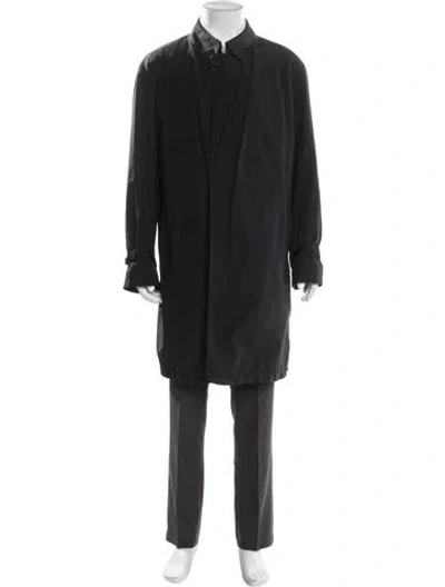 Pre-owned Burberry House Check Pattern Overcoat In Black