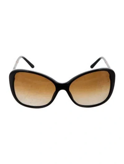 Pre-owned Burberry House Check Pattern Oversize Sunglasses In Black